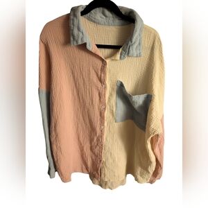 Colorblock Button-Up Shirt
